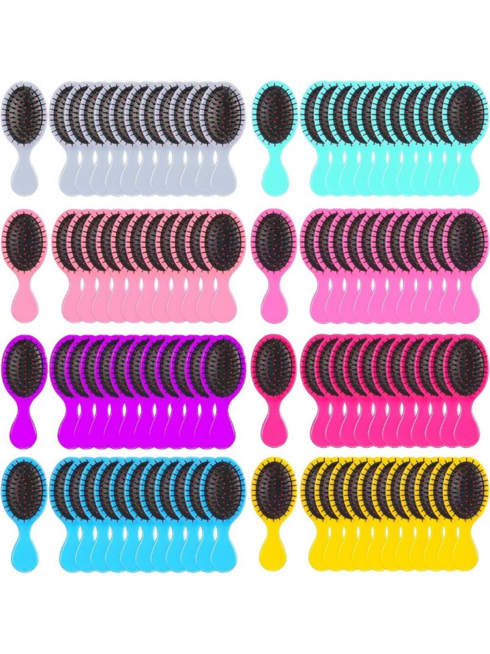 Colorful Mini Hair Brushes - 100 Pack for Kids & Women, Perfect for Travel